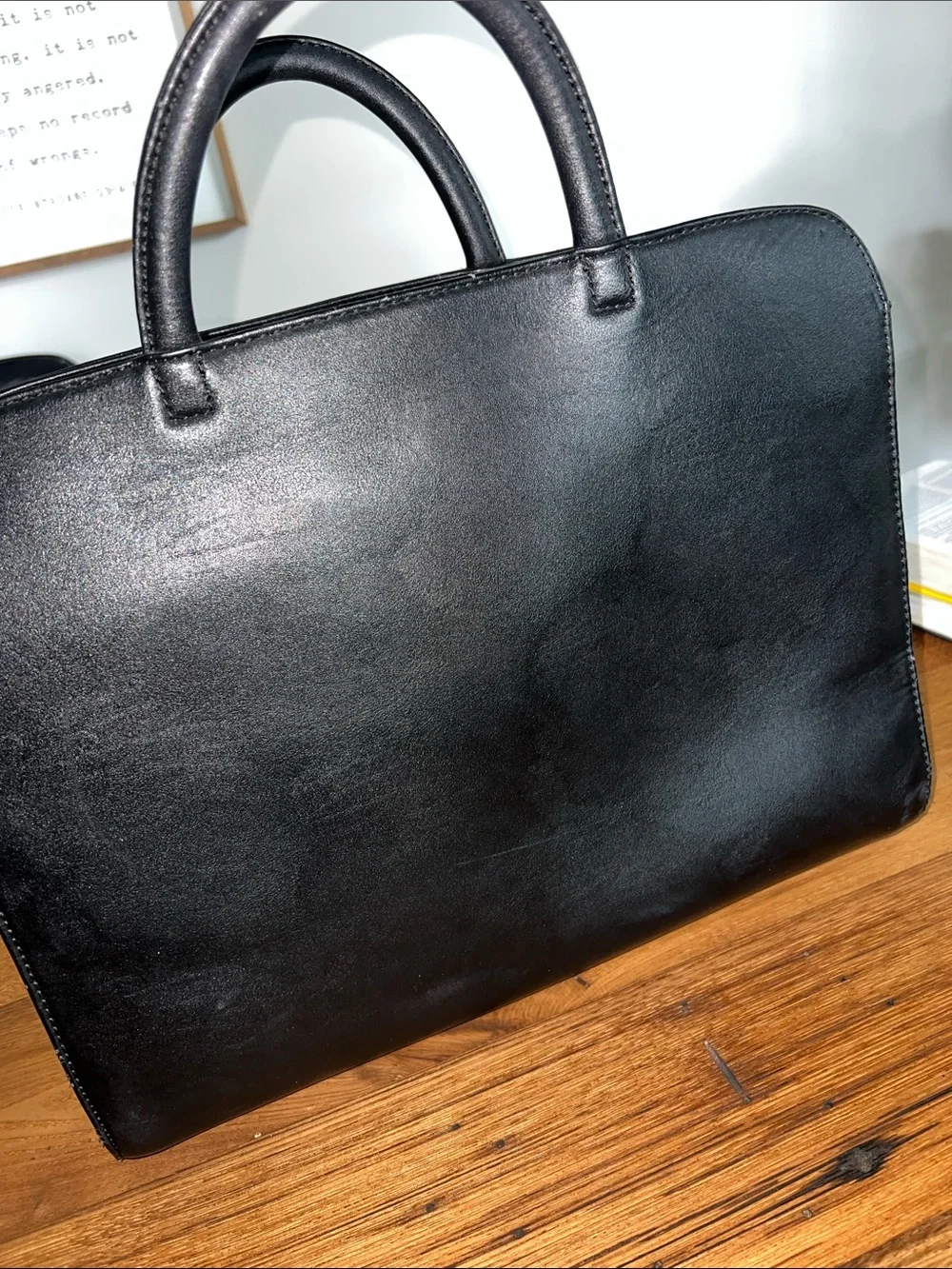 Matt & Nat Black Vegan Leather Briefcase with Top Handles